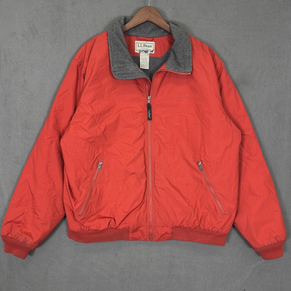 L.L.Bean Warm-Up Jacket Men XL Red Nylon Fleece Lined 3M Thinsulate Full Zip